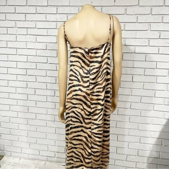 J.Crew Gwyneth Sequin Slip Dress in Zebra Stripe – Women’s Size 8 - Picture 4 of 8